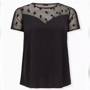 Torrid Black Polka Dot Mesh Blouse